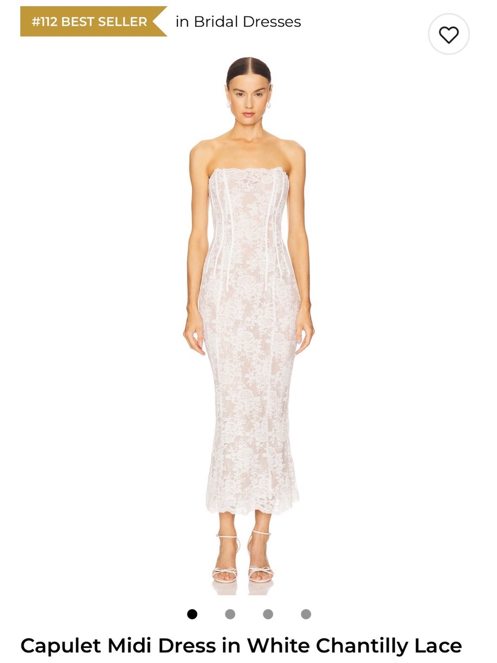 V. Chapman White Strapless Chantilly Lace Midi Dress